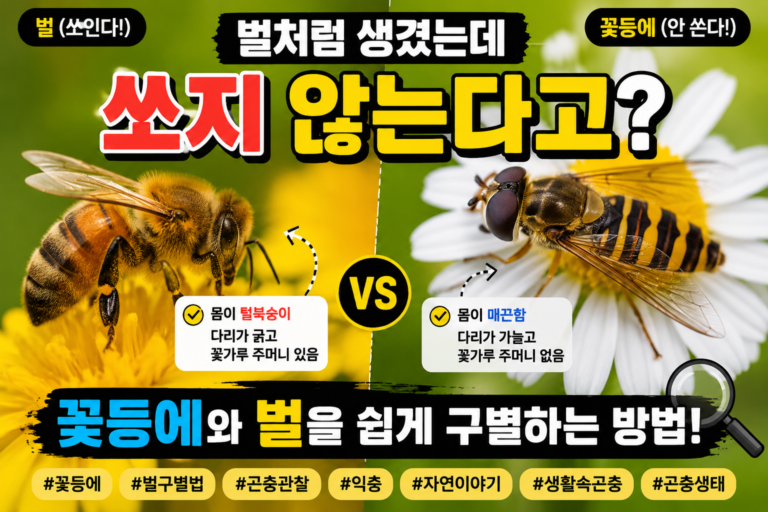 벌처럼 생겼는데 쏘지 않는다고? 꽃등에와 벌을 쉽게 구별하는 방법