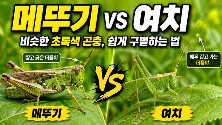 메뚜기와 여치는 어떻게 다를까? 비슷한 초록색 곤충 구별하는 방법