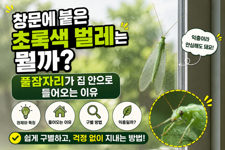 창문에 붙은 초록색 벌레는 뭘까? 풀잠자리가 집 안으로 들어오는 이유