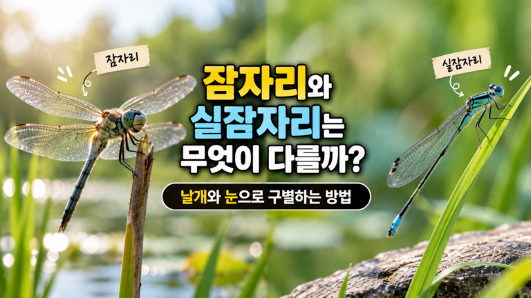 잠자리와 실잠자리는 무엇이 다를까? 날개와 눈으로 구별하는 방법